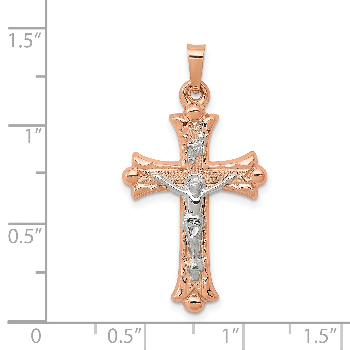 14k Two-tone Hollow Crucifix Pendant XR1236