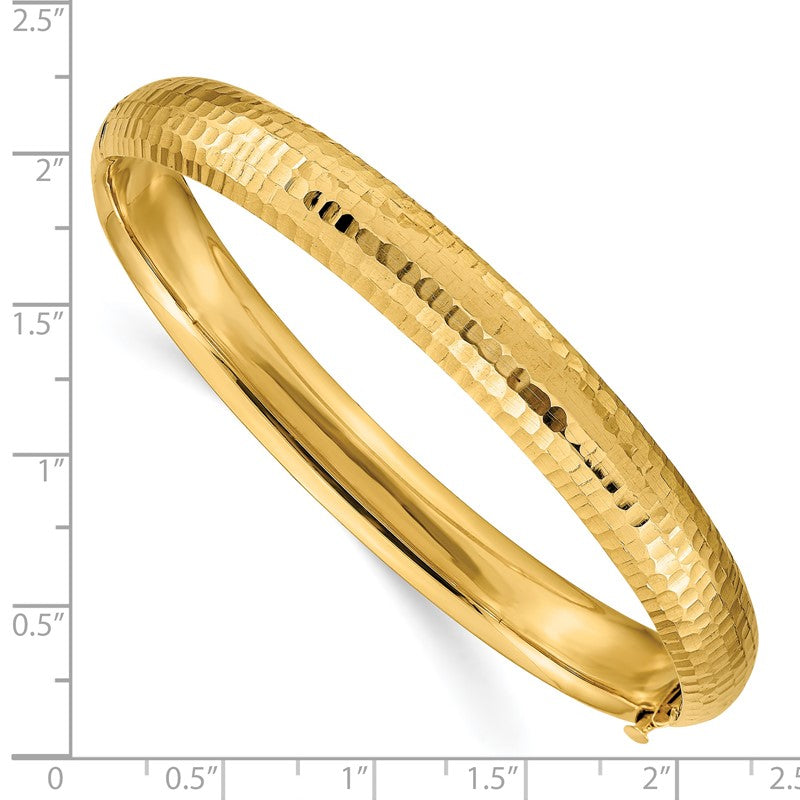 14k 5/16 Polished Fancy Hammered 8.75mm Hinged Oval Bangle Bracelet DB108