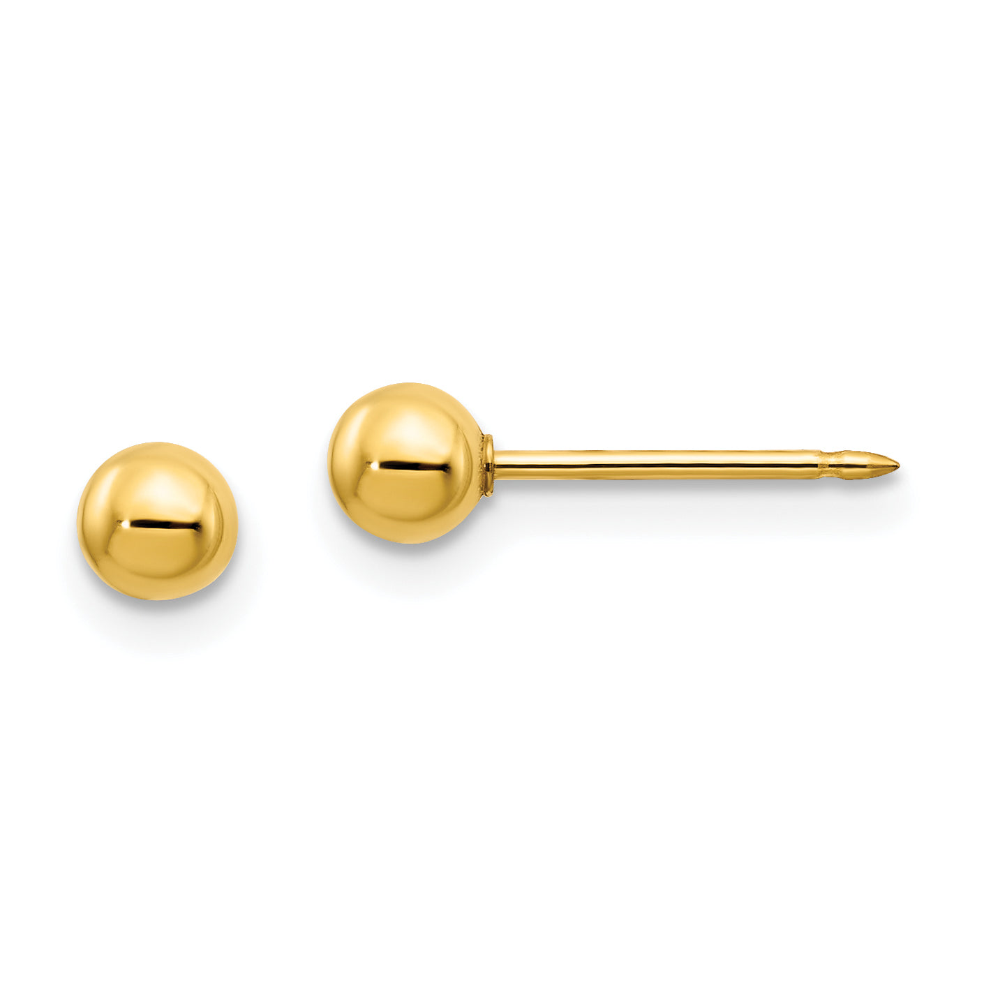 Inverness 14k Polished 4mm Ball Long Post Piercing Earrings 69E