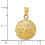 14k Solid Polished Laser-Cut Sand Dollar Pendant D1396