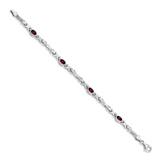 14k White Gold Complete Oval Amethyst Fancy Link 7 inch Bracelet BM4497