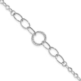 14k White Gold Polished and Textured Fancy Link 8 inch Bracelet SF2131