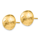 14k 12mm Hammered Half Ball Post Earrings E928