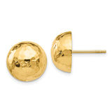 14k 12mm Hammered Half Ball Post Earrings E928
