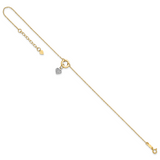 14K Two-tone Circle with Diamond-cut Puffed Heart Dangle 9 inch Plus 1 inch Extender - Total 10 inch Anklet ANK243