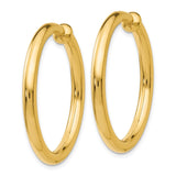 14k 3x25mm Polished Tube Hoop Non-pierced Earrings X98