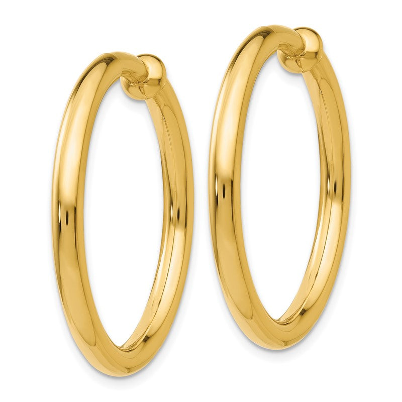 14k 3x25mm Polished Tube Hoop Non-pierced Earrings X98