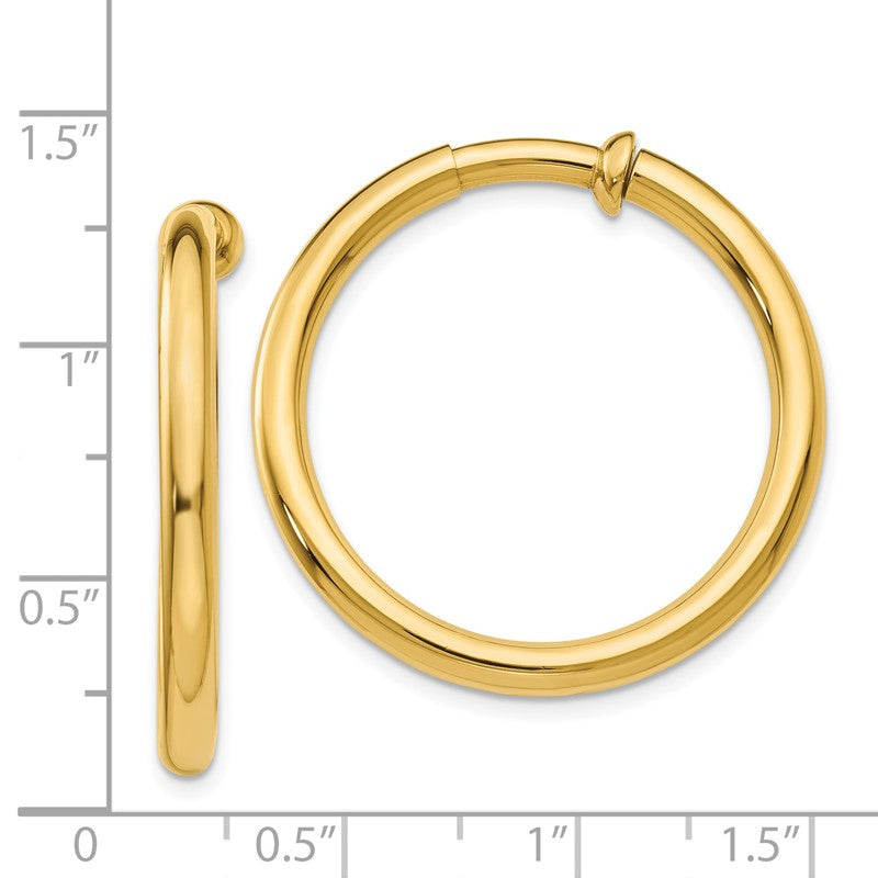 14k 3x25mm Polished Tube Hoop Non-pierced Earrings X98