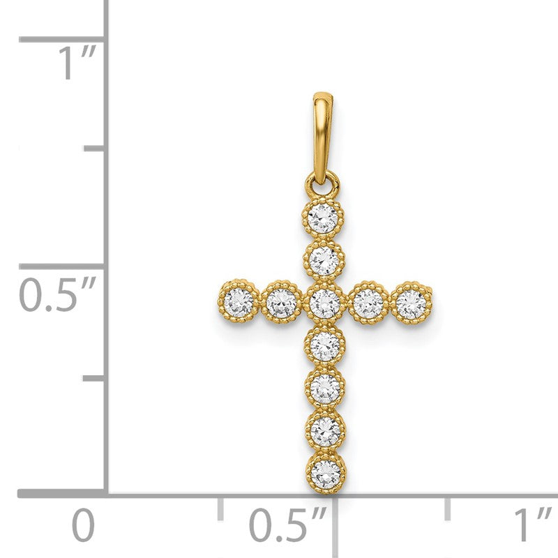 14K CZ Cross Pendant XR1831