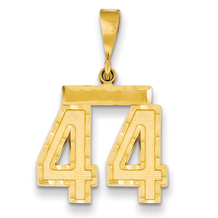 14k Medium Diamond-cut Number 44 Charm MN44