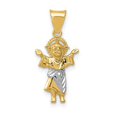 14k with Rhodium Diamond-cut Polished Infant Jesus Pendant K5583