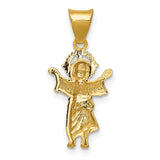 14k with Rhodium Diamond-cut Polished Infant Jesus Pendant K5583