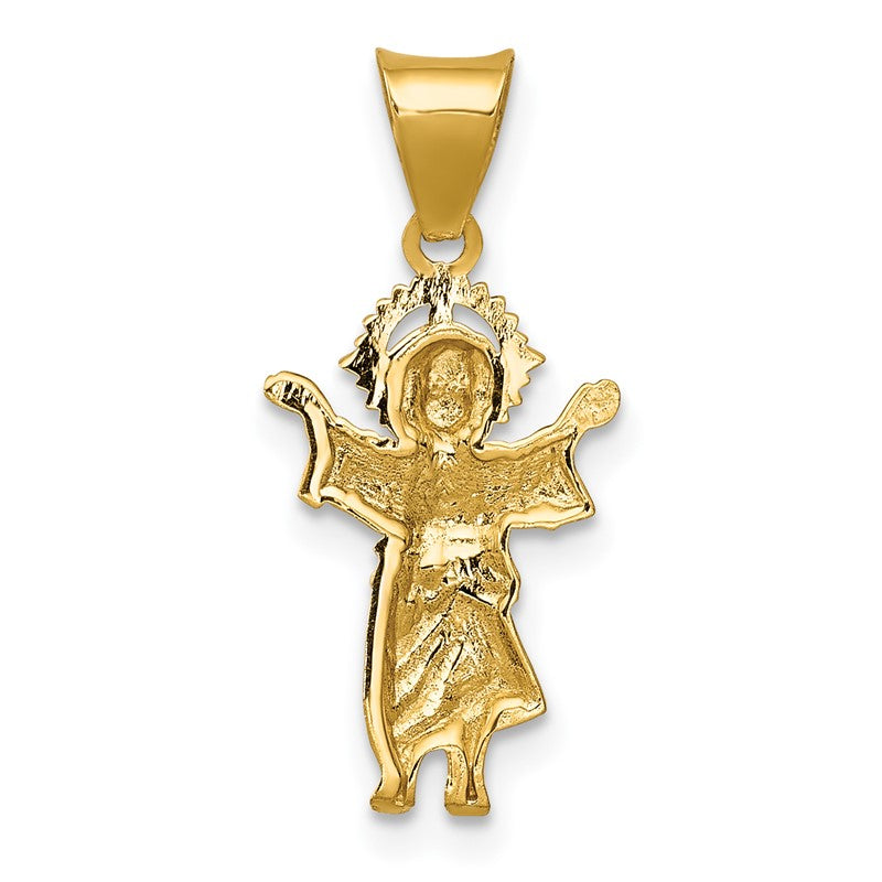 14k with Rhodium Diamond-cut Polished Infant Jesus Pendant K5583