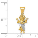 14k with Rhodium Diamond-cut Polished Infant Jesus Pendant K5583
