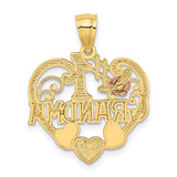 14k Two-tone with White Rhodium #1 GRANDMA Heart Pendant K2683