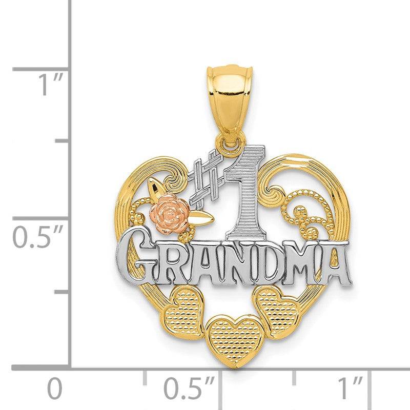 14k Two-tone with White Rhodium #1 GRANDMA Heart Pendant K2683
