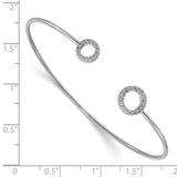 14k White Gold Polished Complete 1/4 carat Diamond Circles Flexible Cuff Bangle Bracelet BM3712