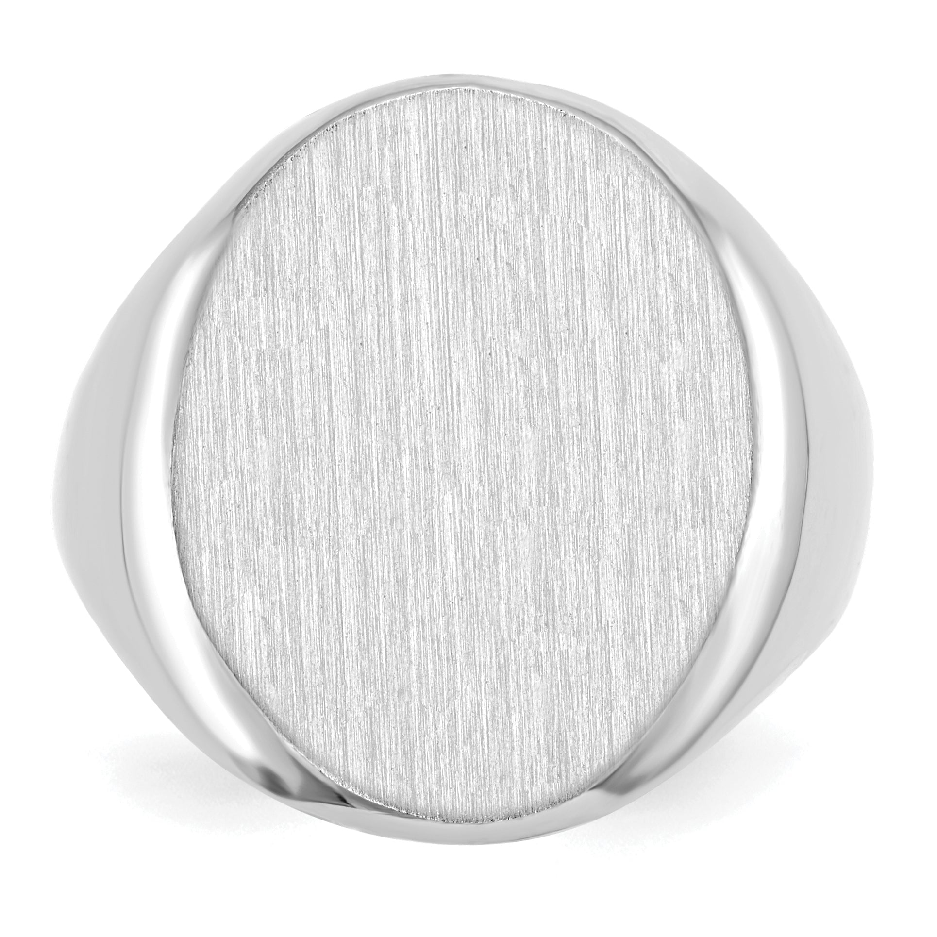 14k White Gold 16.0x20.5mm Oval Open Back Signet Ring RS546