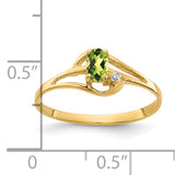 14k 5x3mm Oval Peridot and AAA Diamond Ring X9712PE/AAA