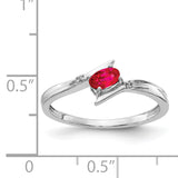 14k White Gold Polished 5x3mm Oval Ruby and Diamond Bypass Ring RM5740