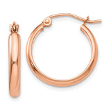 14k Rose Gold 2.75x18mm Polished Tube Hoop Earrings TF569