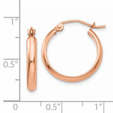 14k Rose Gold 2.75x18mm Polished Tube Hoop Earrings TF569
