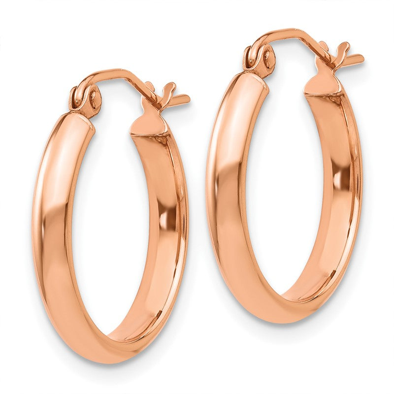 14k Rose Gold 2.75x18mm Polished Tube Hoop Earrings TF569