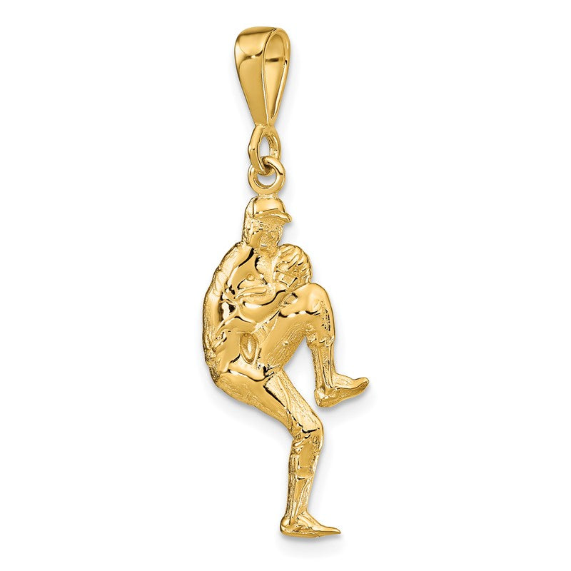 14K Polished 3-D Pitcher Baseball Charm C2663