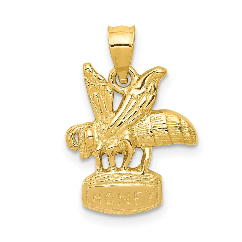 14k Bee on HONEY Jar Pendant C2444