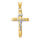14k Two-Tone Polished INRI Crucifix Pendant K6290