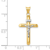 14k Two-Tone Polished INRI Crucifix Pendant K6290