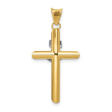 14k Two-Tone Polished INRI Crucifix Pendant K6290