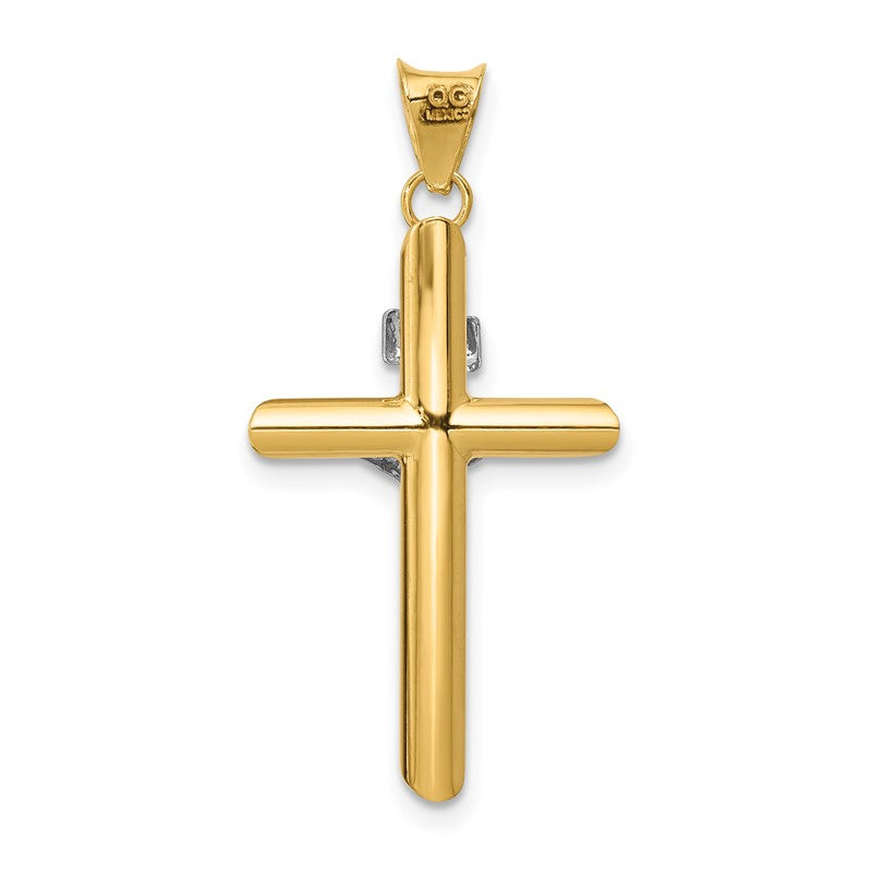 14k Two-Tone Polished INRI Crucifix Pendant K6290