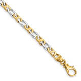 14K Two-tone 18 inch 4.8mm Hand Polished Fancy Link with Fancy Lobster Clasp Chain LK535
