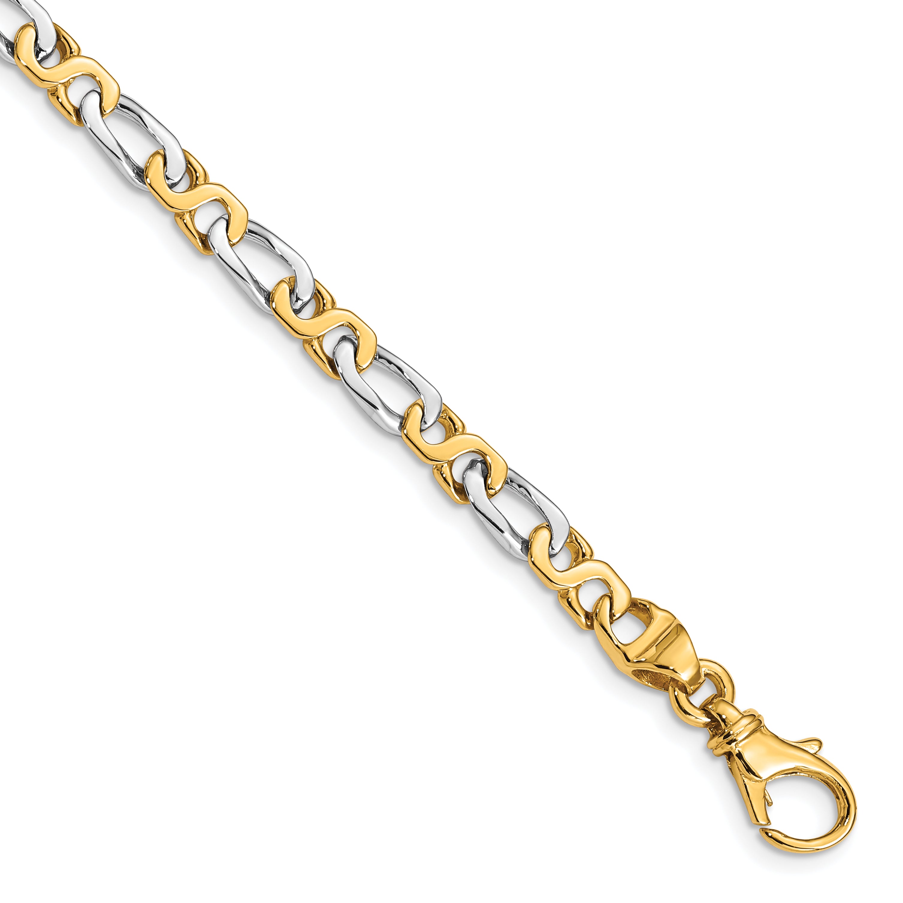 14K Two-tone 18 inch 4.8mm Hand Polished Fancy Link with Fancy Lobster Clasp Chain LK535