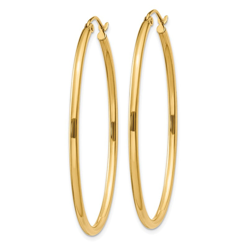 14k 2x47mm Oval Polished Tube Hoop Earrings TA259