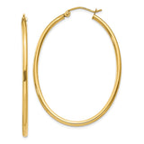 14k 2x47mm Oval Polished Tube Hoop Earrings TA259