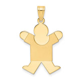 14k The Kids Solid Satin Medium Boy Engravable Joy Charm XK110