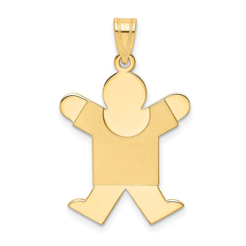 14k The Kids Solid Satin Medium Boy Engravable Joy Charm XK110