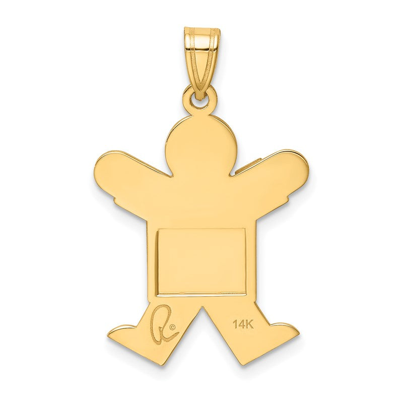 14k The Kids Solid Satin Medium Boy Engravable Joy Charm XK110