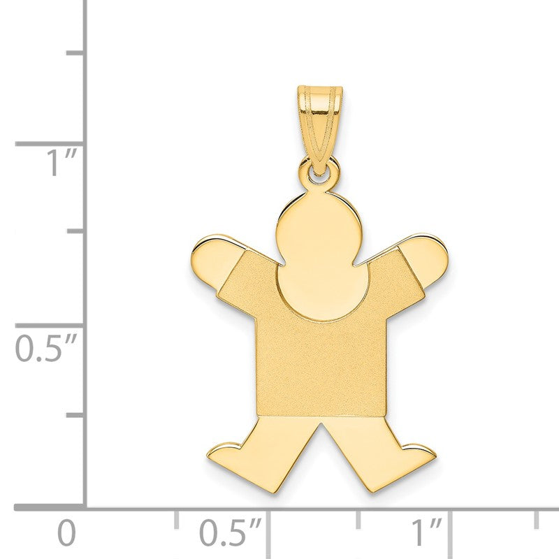 14k The Kids Solid Satin Medium Boy Engravable Joy Charm XK110