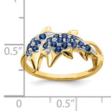 14k w/ Rhodium Diamond and Sapphire Dolphins Ring RM5779