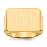 14k 19.5x14.5mm Rectangle Open Back Mens Signet Ring RS413