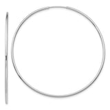 14k White Gold 1.2x54mm Polished Endless Tube Hoop Earrings TF796