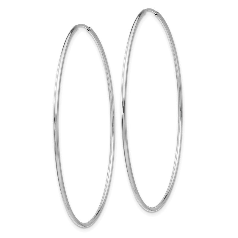 14k White Gold 1.2x54mm Polished Endless Tube Hoop Earrings TF796