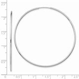 14k White Gold 1.2x54mm Polished Endless Tube Hoop Earrings TF796