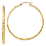 14K 2.8x46mm Diamond-cut Tube Hoop Earrings TC798
