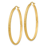 14K 2.8x46mm Diamond-cut Tube Hoop Earrings TC798