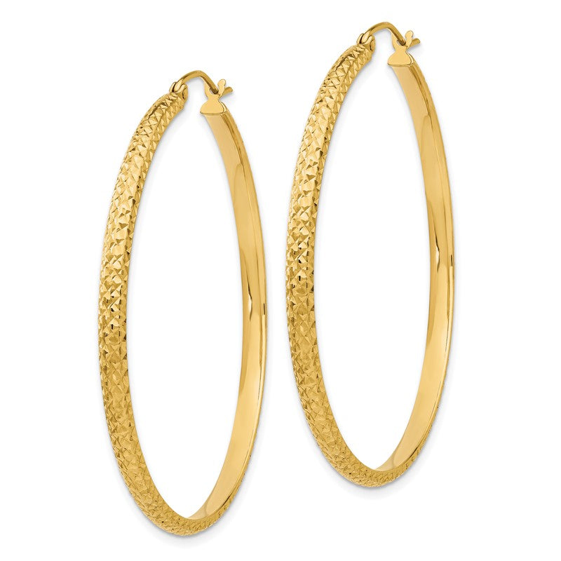 14K 2.8x46mm Diamond-cut Tube Hoop Earrings TC798