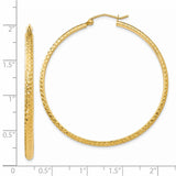 14K 2.8x46mm Diamond-cut Tube Hoop Earrings TC798